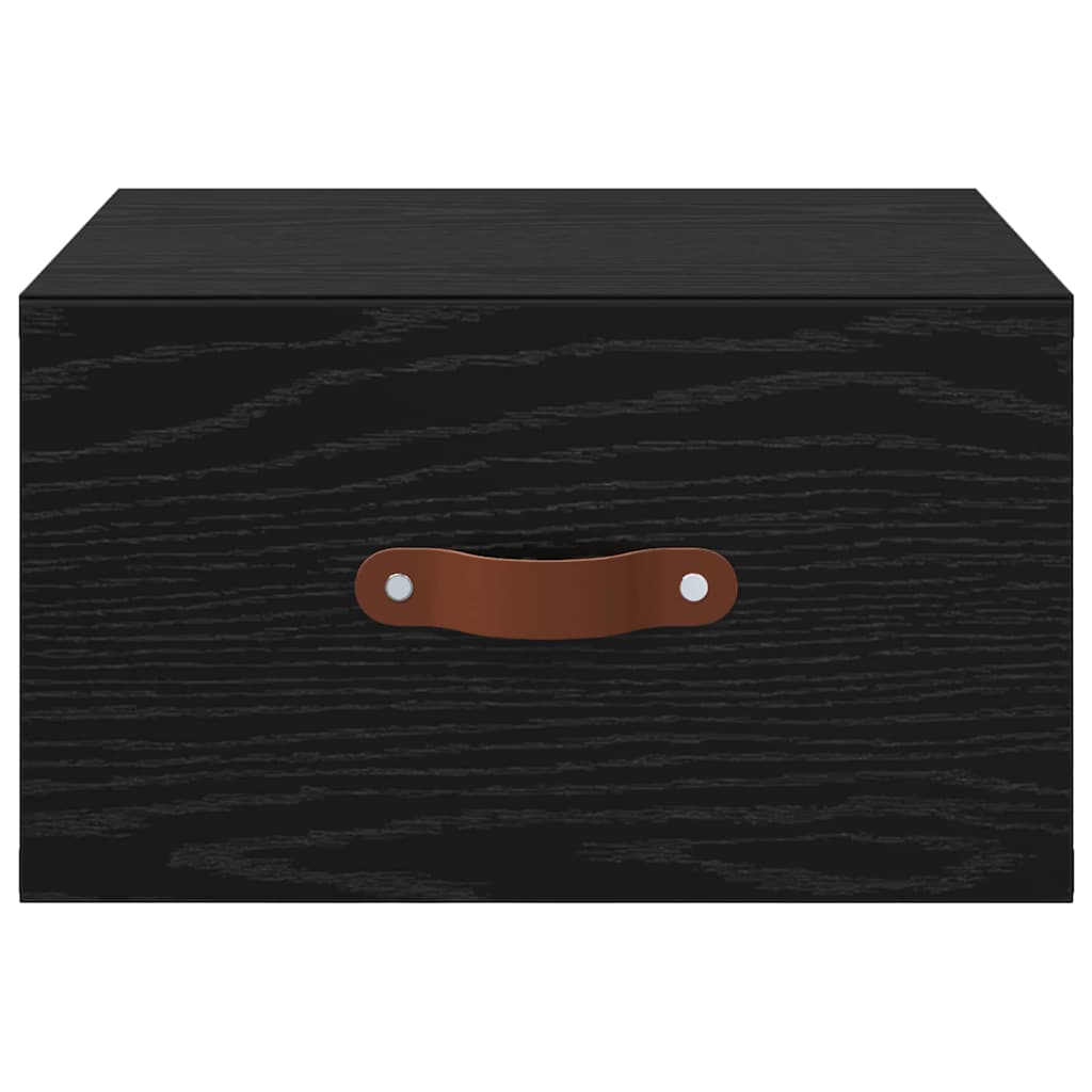 Wandmontiertes Nachttischchen Schwarz Eichen-Optik