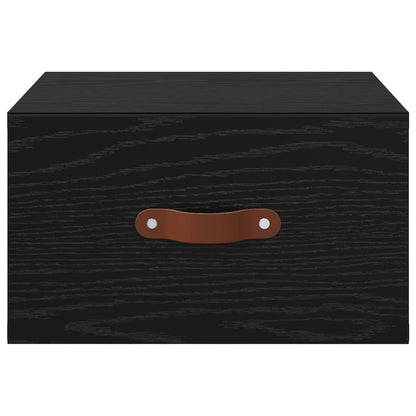 Wandmontiertes Nachttischchen Schwarz Eichen-Optik