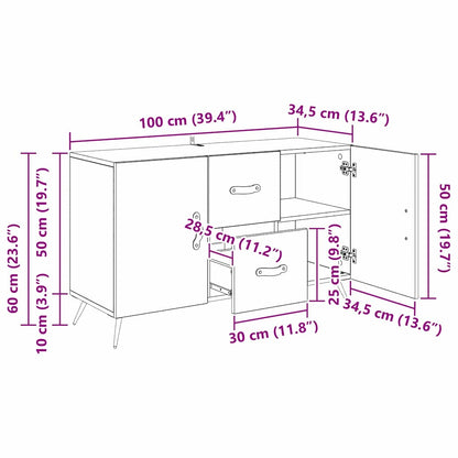 Sideboard Schwarz Eichen-Optik 100 x 36 x 60 cm Holzwerkstoff