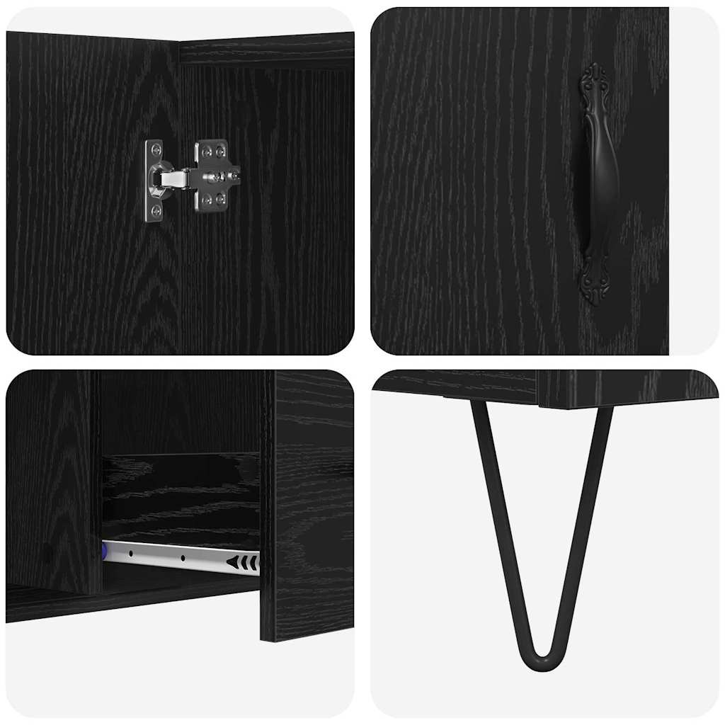 Sideboard Schwarz Eichen-Optik 100 x 36 x 60 cm Holzwerkstoff