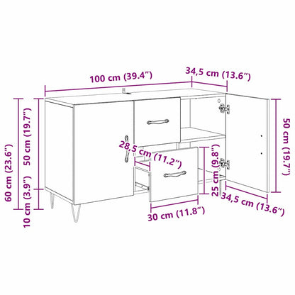 Sideboard Schwarz Eichen-Optik 100 x 36 x 60 cm Holzwerkstoff