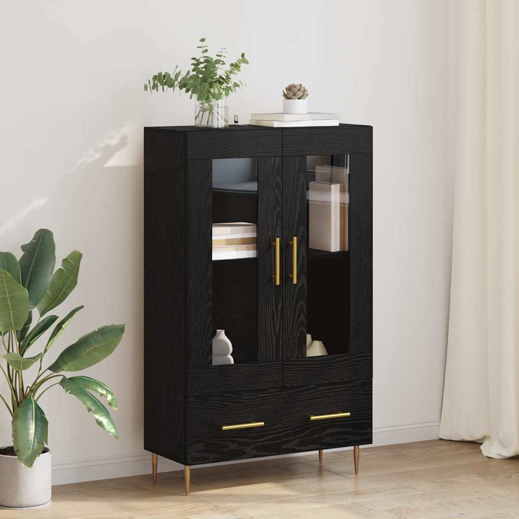 Highboard Schwarz Eichen-Optik 69,5 x 31 x 115 cm