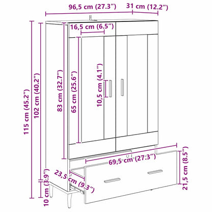 Highboard Schwarz Eichen-Optik 69,5 x 31 x 115 cm Holzwerkstoff