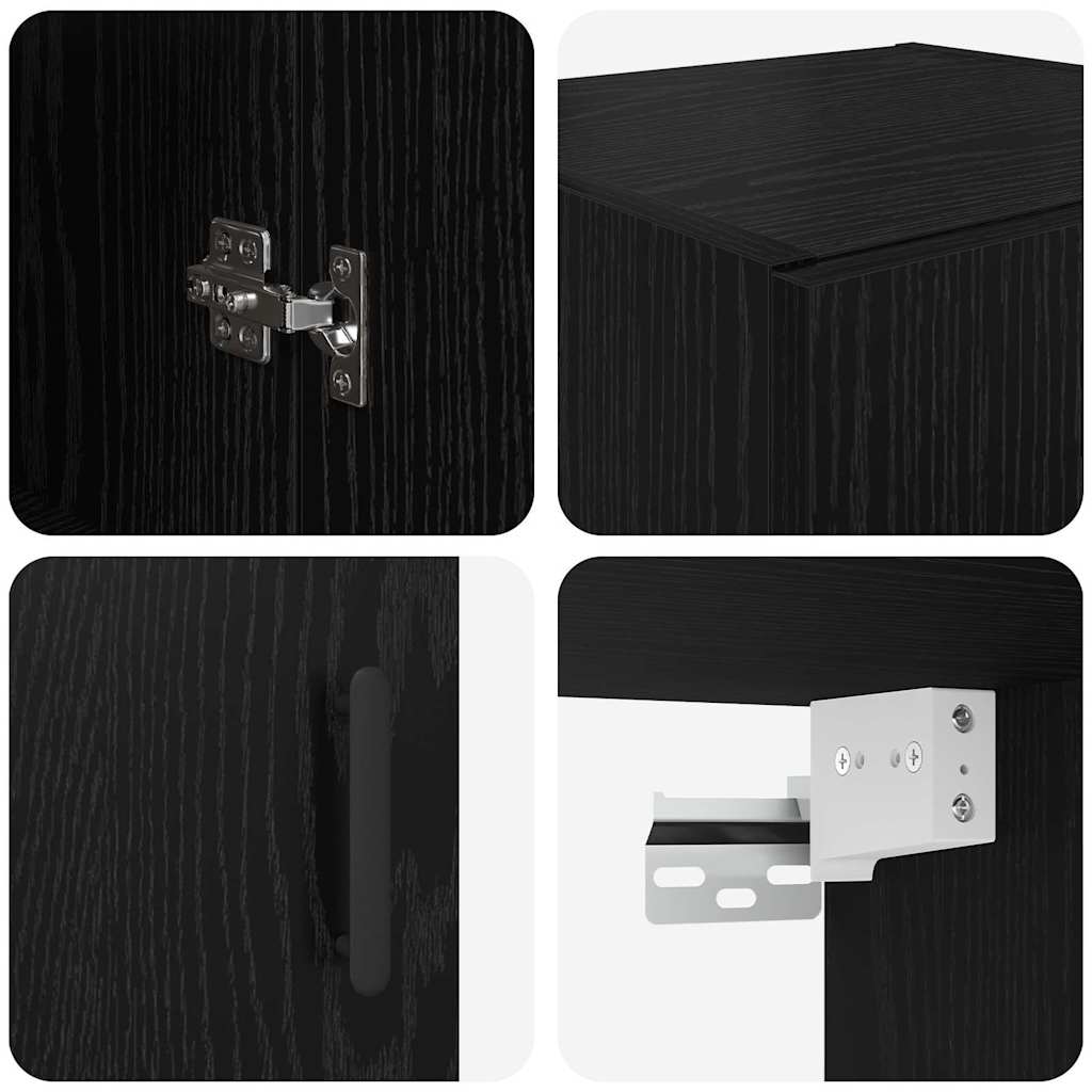 Wandschrank Schwarz Eichen-Optik 34,5 x 34 x 90 cm