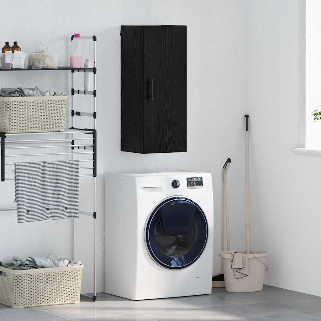 Wandschrank Schwarz Eichen-Optik 34,5 x 34 x 90 cm