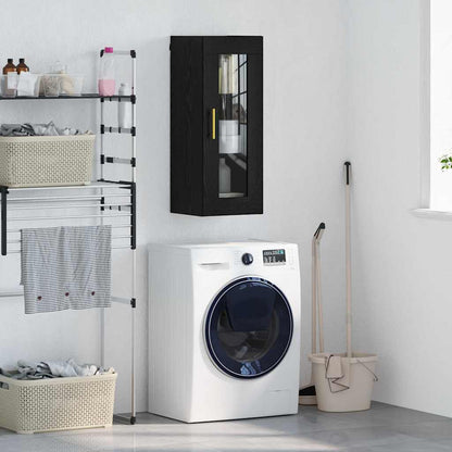 Wandschrank Schwarz Eichen-Optik 34,5 x 34 x 90 cm