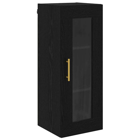 Wandschrank Schwarz Eichen-Optik 34,5 x 34 x 90 cm