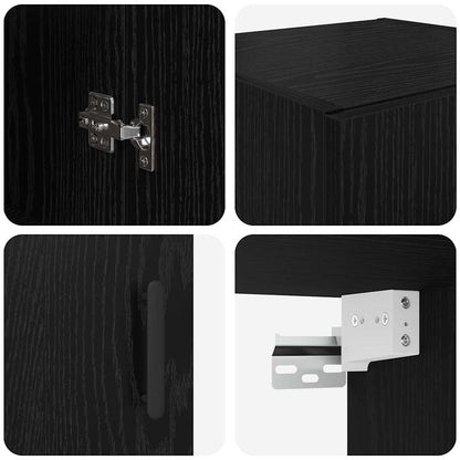 Wandschrank Schwarz Eichen-Optik 34,5 x 34 x 90 cm