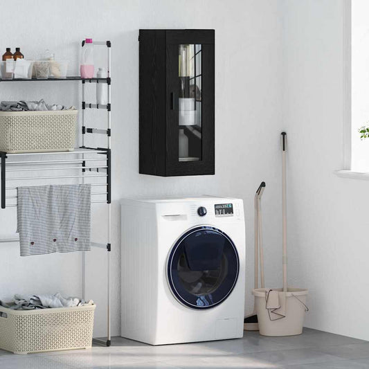 Wandschrank Schwarz Eichen-Optik 34,5 x 34 x 90 cm