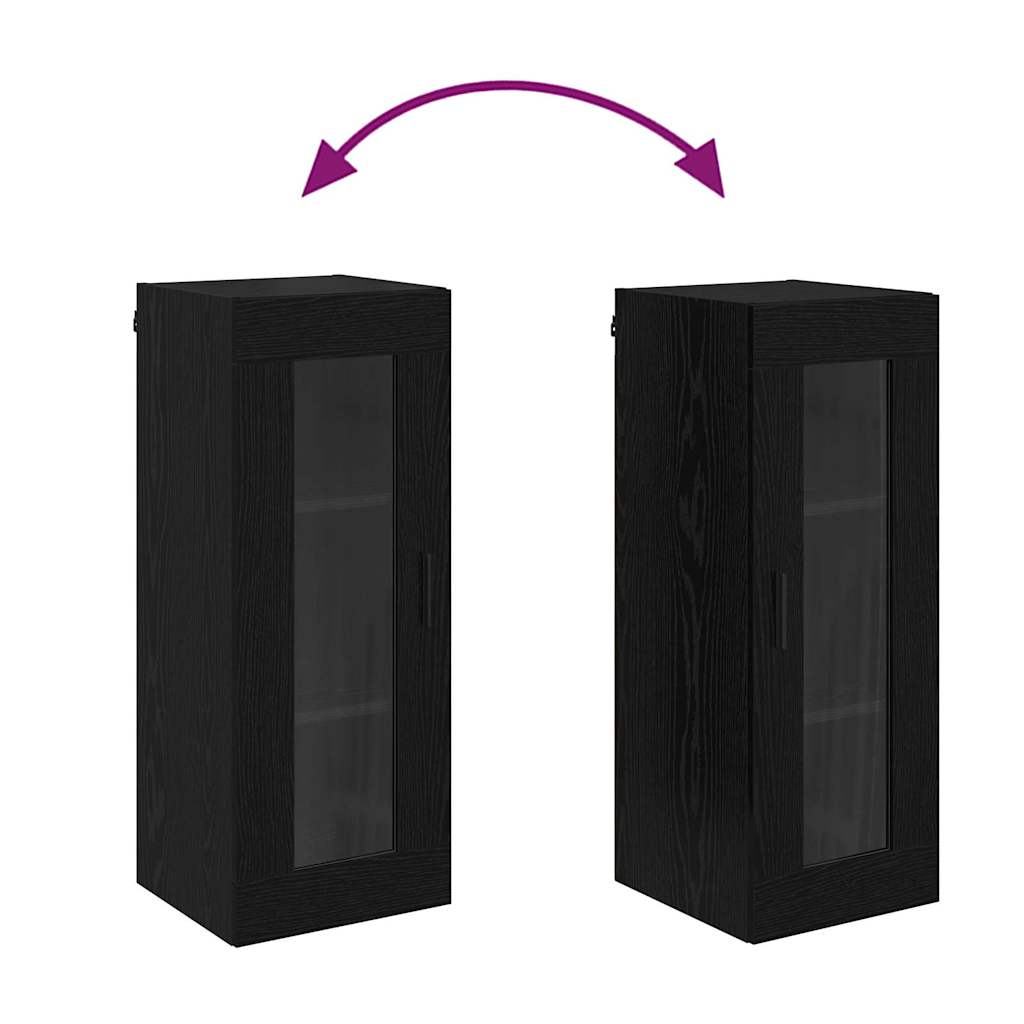 Wandschrank Schwarz Eichen-Optik 34,5 x 34 x 90 cm