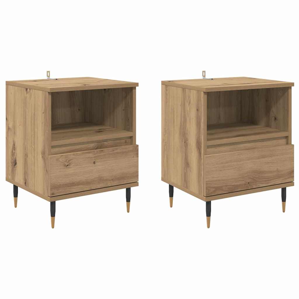 Nachttisch 2 pcs Artisan-Eiche 40 x 35 x 50 cm Holzwerkstoff