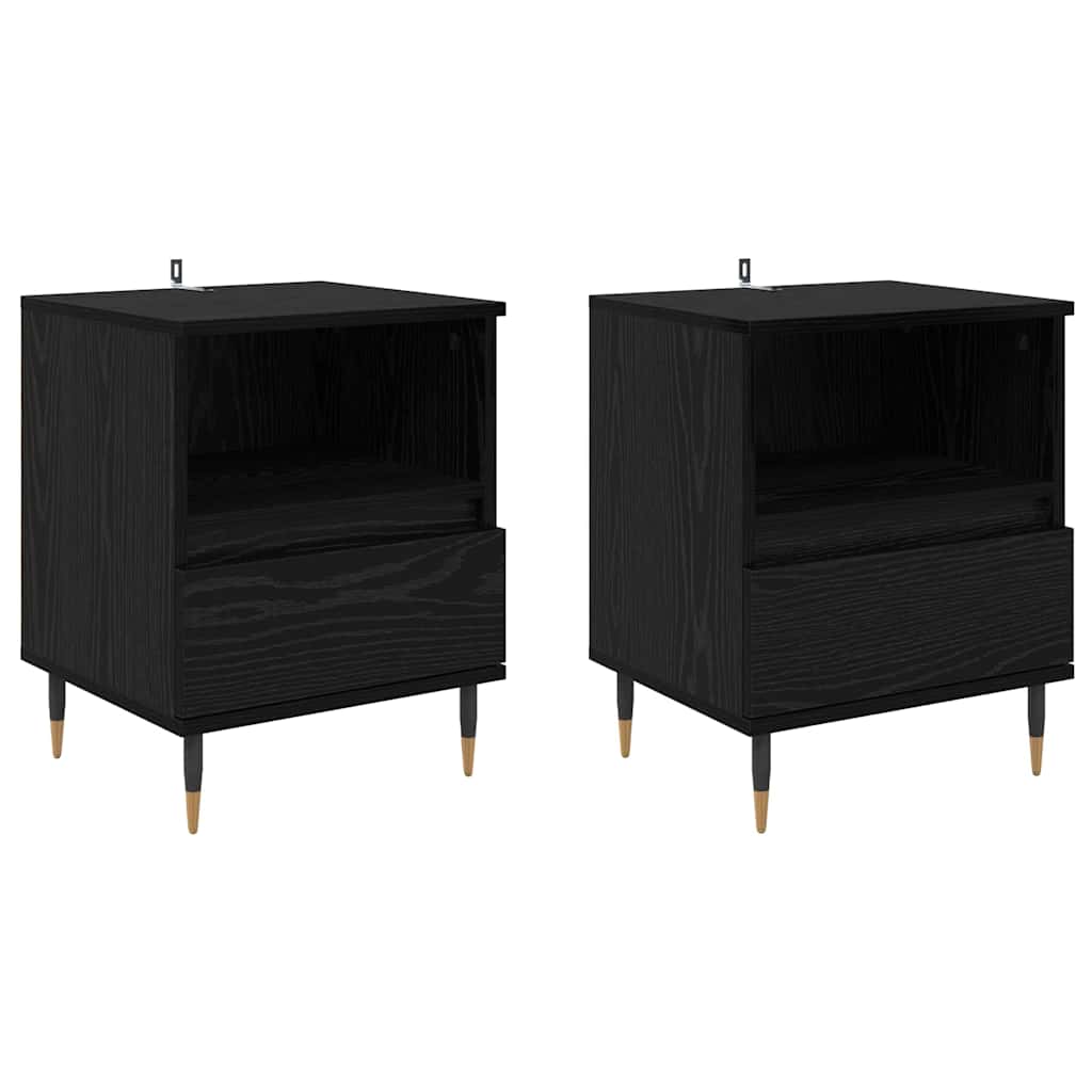 Nachttisch 2 pcs Schwarz Eichen-Optik 40 x 35 x 50 cm