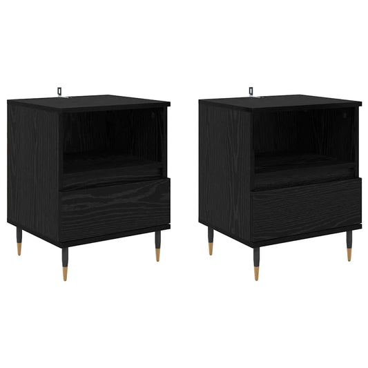 Nachttisch 2 pcs Schwarz Eichen-Optik 40 x 35 x 50 cm