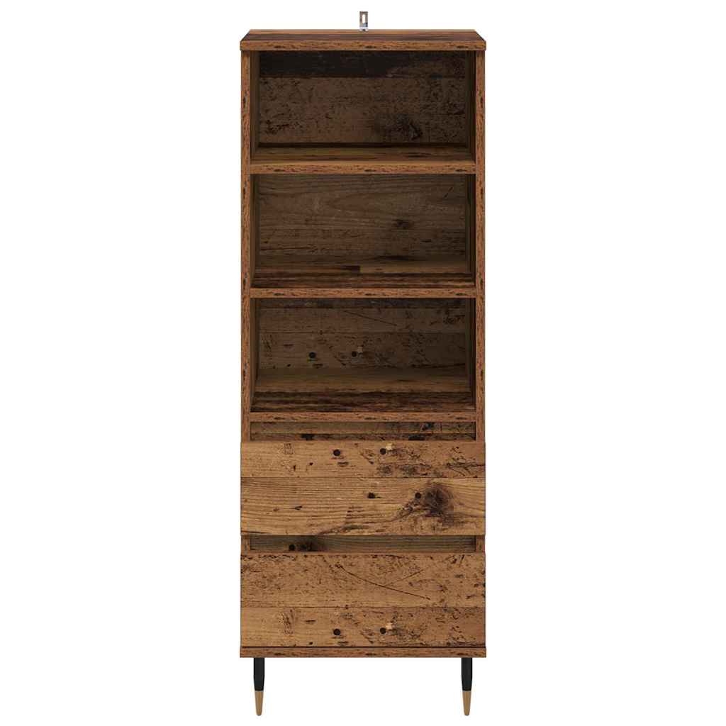 Highboard mit Schubladen Altholz 40 x 36 x 110 cm Holzwerkstoff