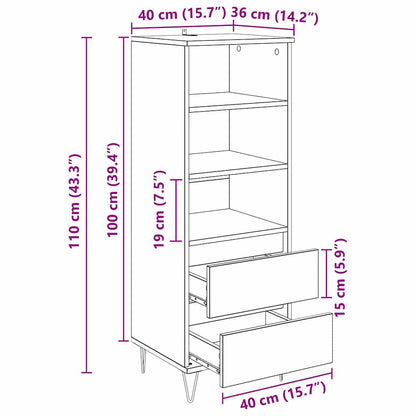 Highboard Artisan-Eiche 40 x 36 x 110 cm Holzwerkstoff