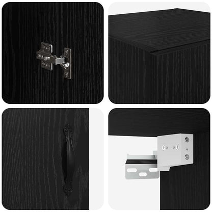 Wandschrank Schwarz Eichen-Optik 69,5 x 34 x 90 cm