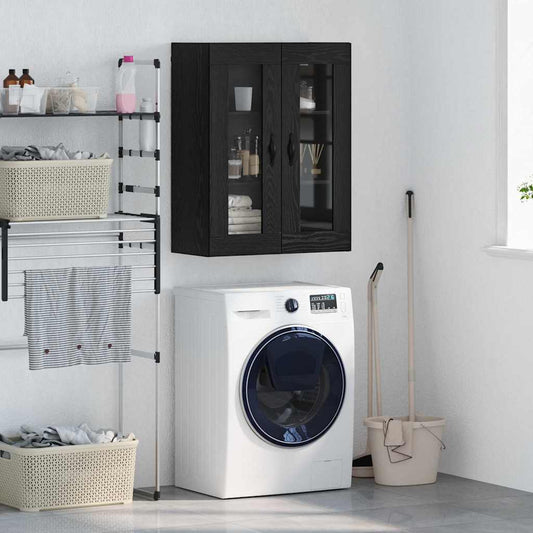 Wandschrank Schwarz Eichen-Optik 69,5 x 34 x 90 cm