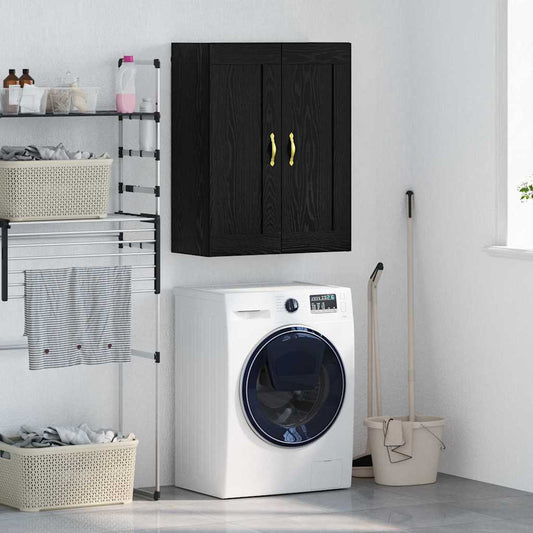 Wandschrank Schwarz Eichen-Optik 69,5 x 34 x 90 cm