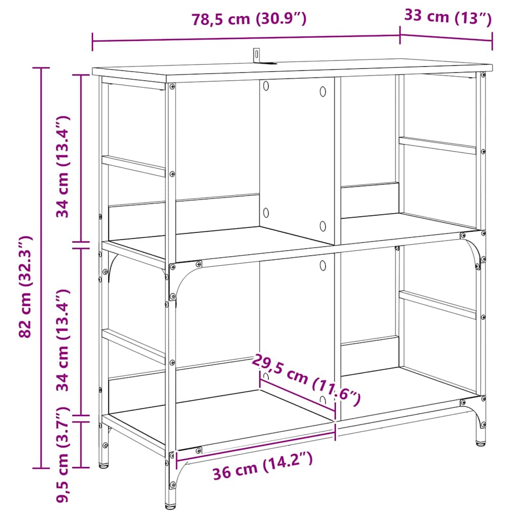 Regal Artisan-Eiche 78,5 x 33 x 82 cm Holzwerkstoff