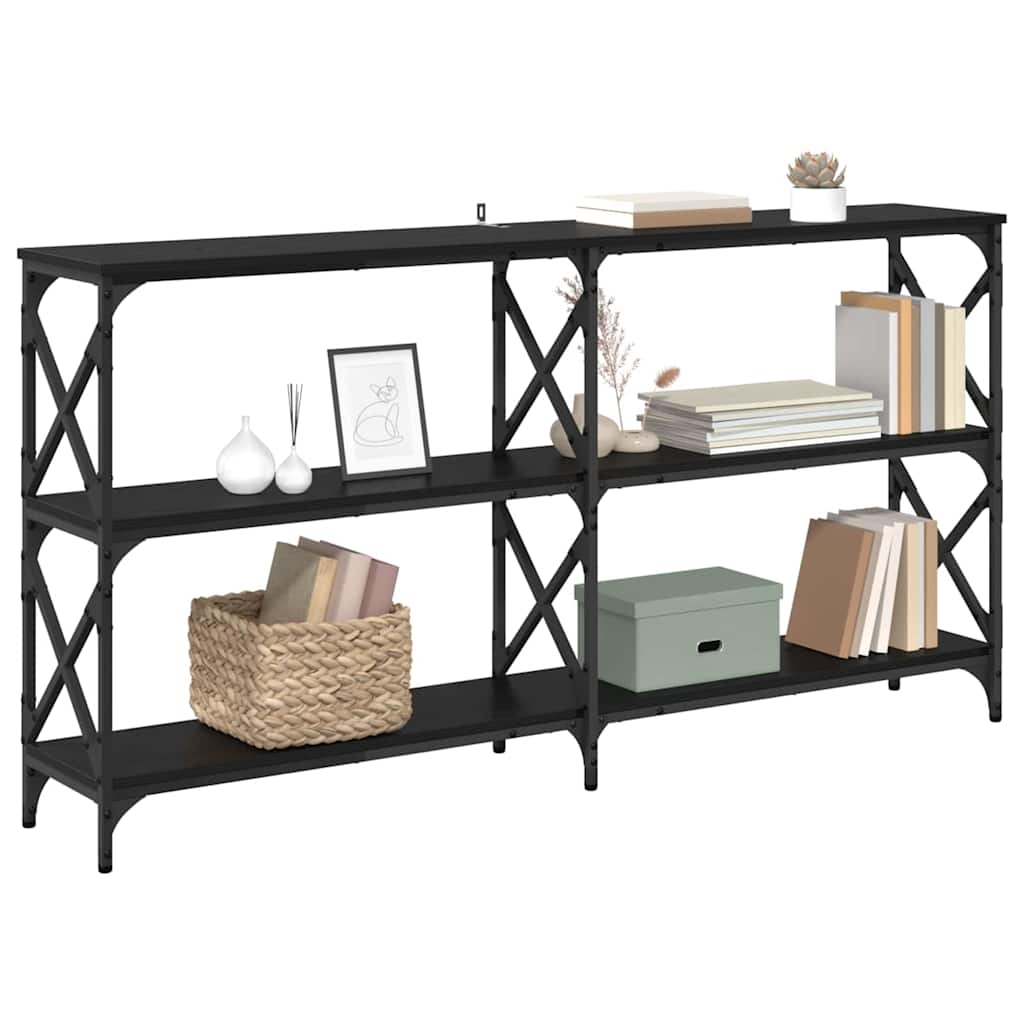 Konsolentisch Schwarz Eichen-Optik 156 x 28 x 80,5 cm