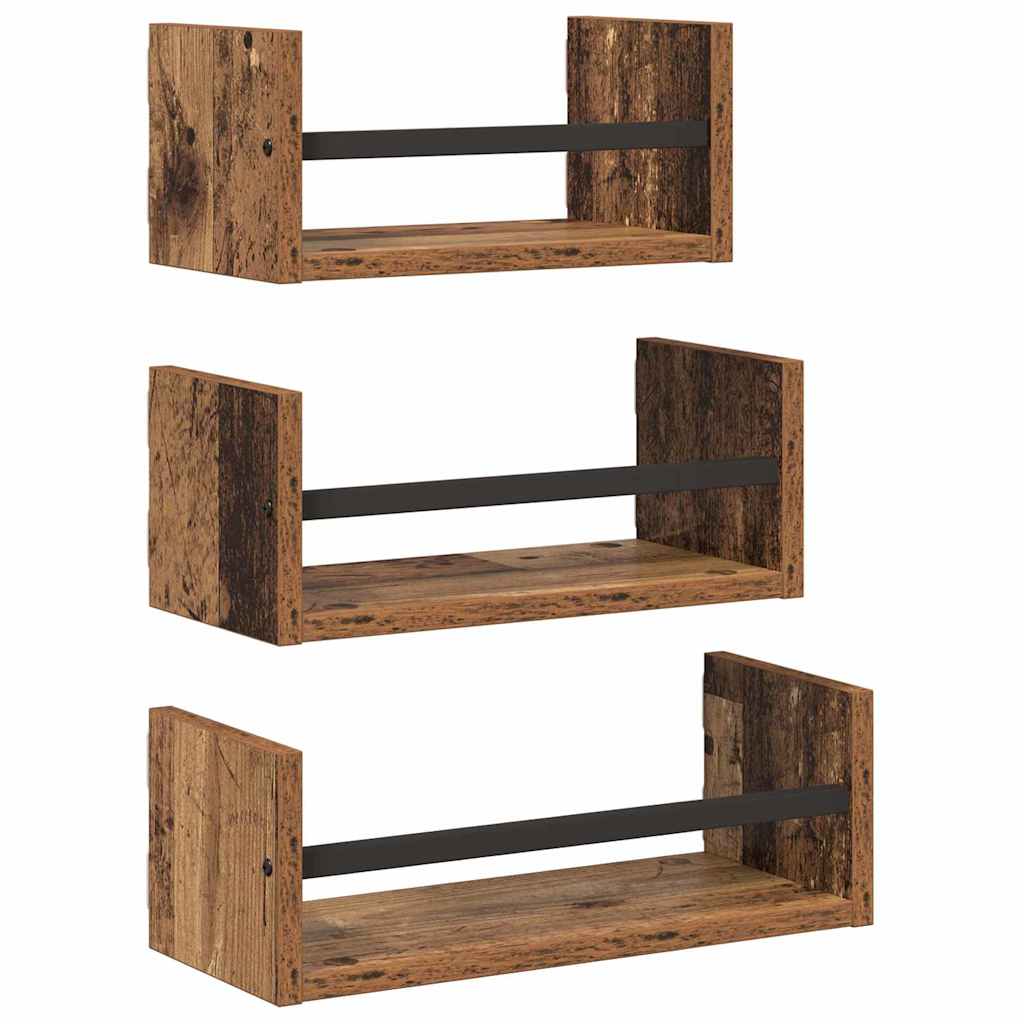 Wandregal-Set mit Regal 3 pcs Altholz 40x16x14cm Holzwerkstoff