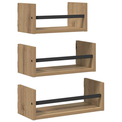 Wandregal-Set 3 pcs Artisan-Eiche 40x16x14cm Holzwerkstoff