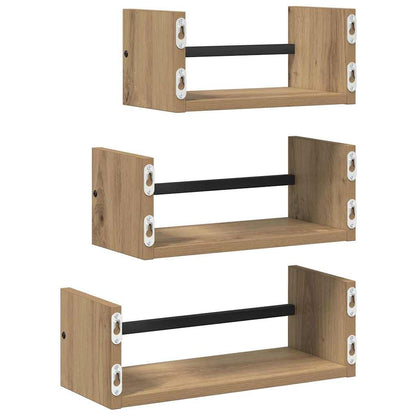 Wandregal-Set 3 pcs Artisan-Eiche 40x16x14cm Holzwerkstoff