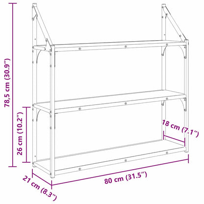 Wandregal mit Regal Altholz 80 x 21 x 78,5 cm Holzwerkstoff