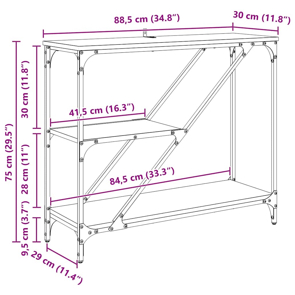 Konsolentisch Altholz 88,5 x 30 x 75 cm Holzwerkstoff