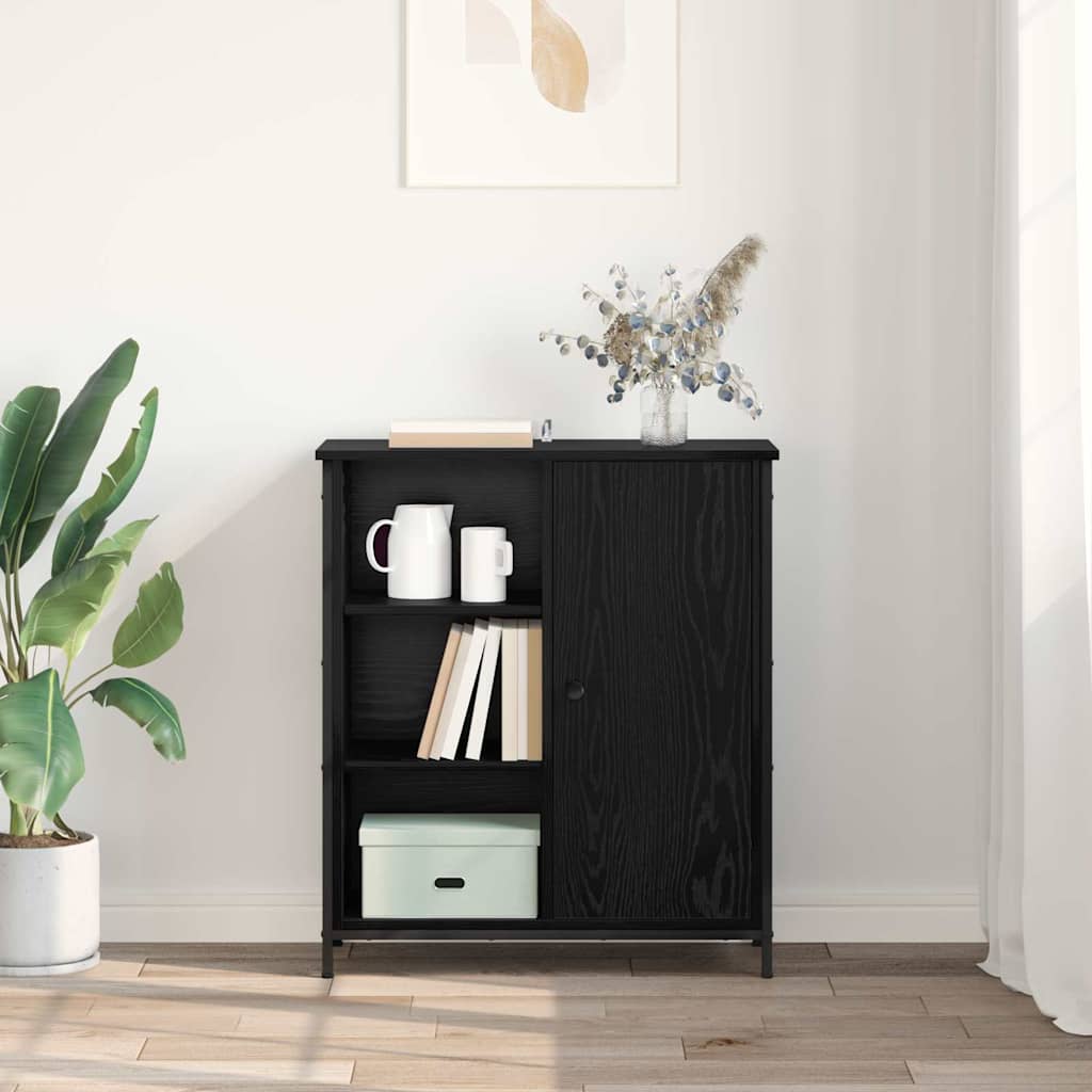 Sideboard Schwarz Eichen-Optik 70 x 30 x 80 cm Holzwerkstoff