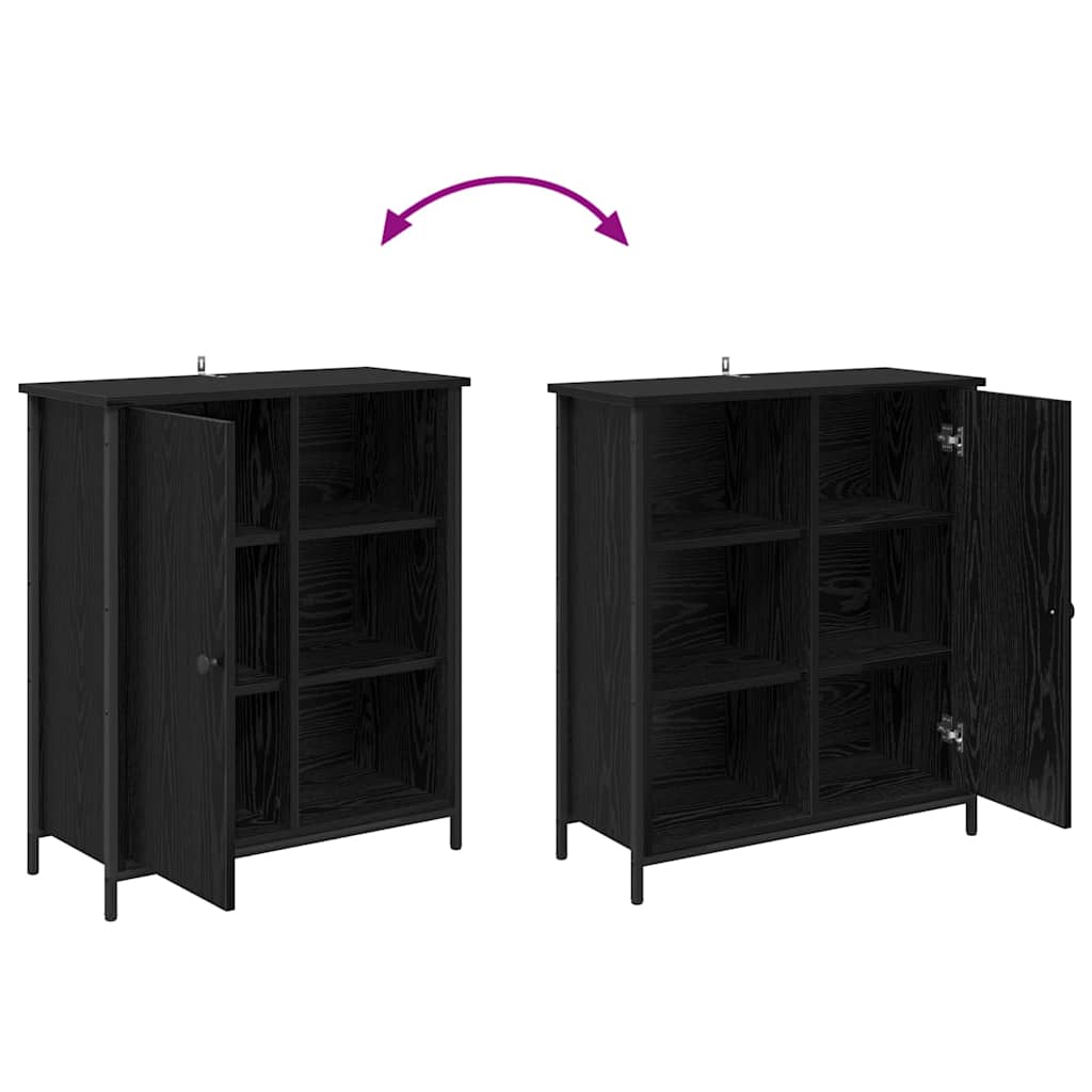 Sideboard Schwarz Eichen-Optik 70 x 30 x 80 cm Holzwerkstoff