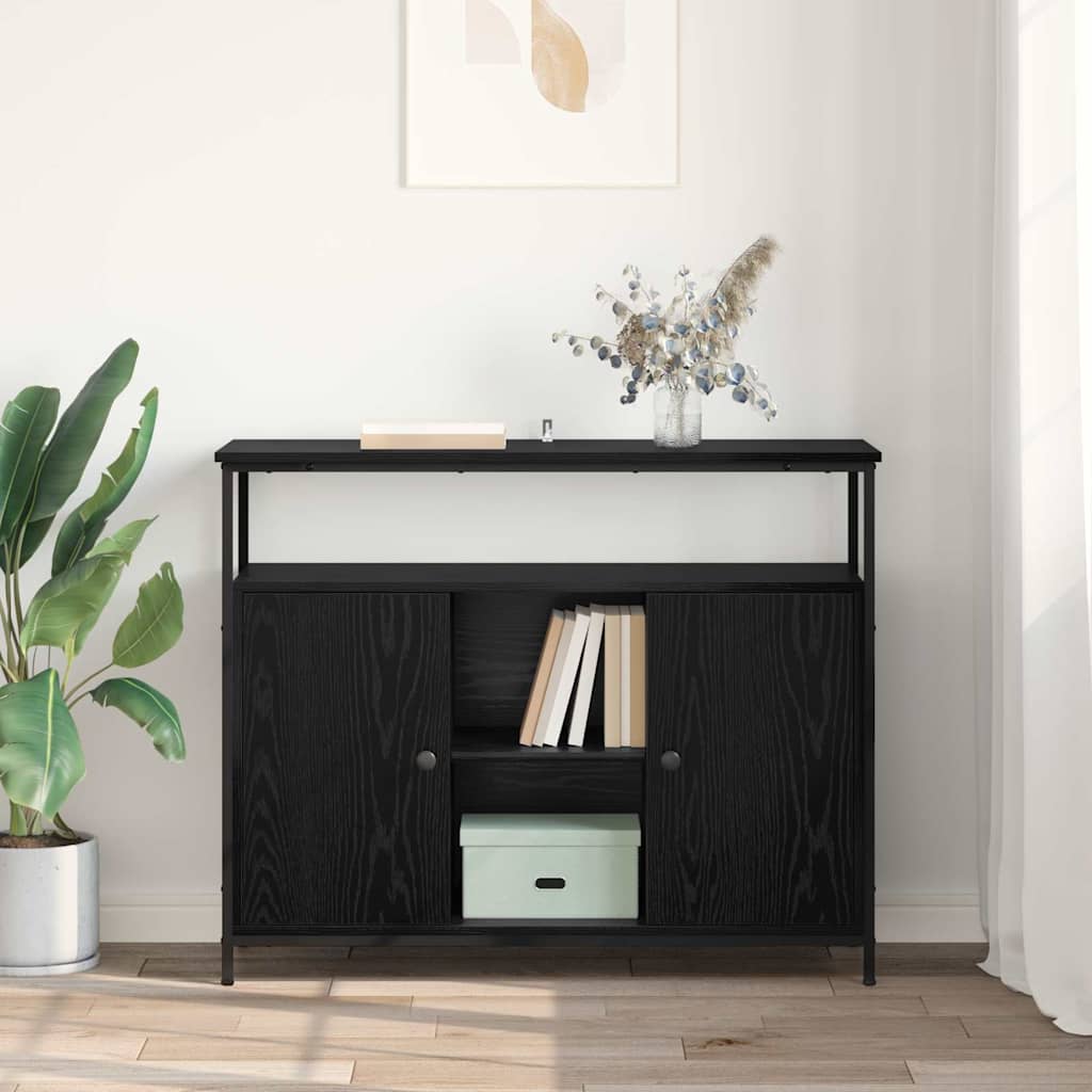 Sideboard Schwarz Eichen-Optik 100 x 35 x 80 cm Holzwerkstoff