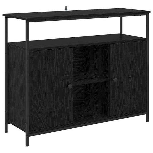 Sideboard Schwarz Eichen-Optik 100 x 35 x 80 cm Holzwerkstoff