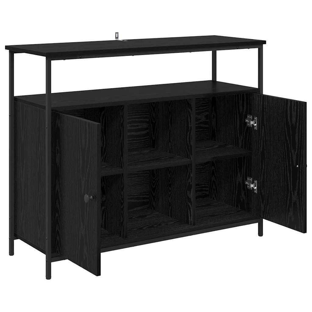 Sideboard Schwarz Eichen-Optik 100 x 35 x 80 cm Holzwerkstoff