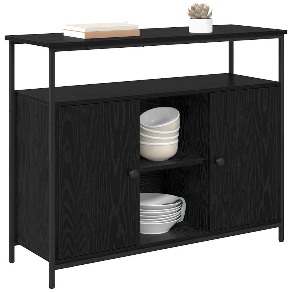 Sideboard Schwarz Eichen-Optik 100 x 35 x 80 cm Holzwerkstoff