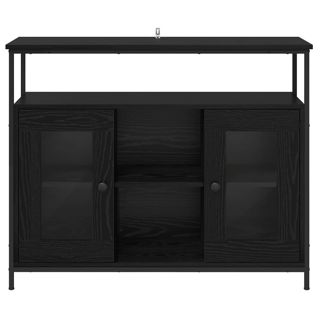 Sideboard Schwarz Eichen-Optik 100 x 35 x 80 cm Holzwerkstoff