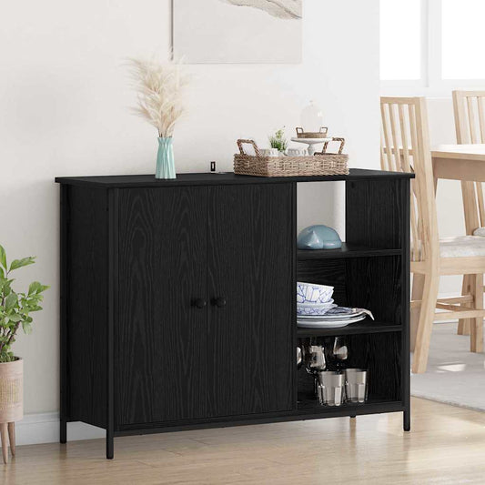 Sideboard Schwarz Eichen-Optik 100 x 33 x 75 cm Holzwerkstoff