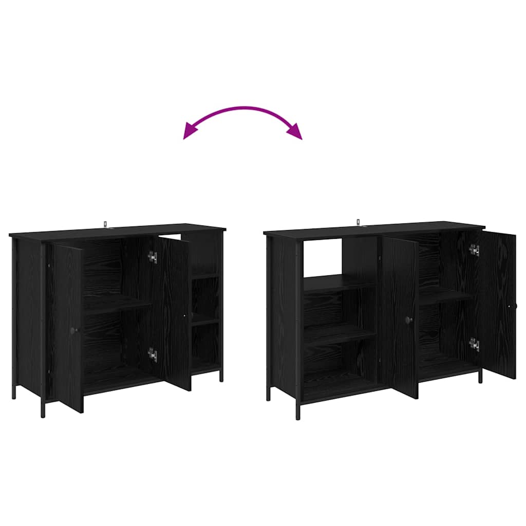 Sideboard Schwarz Eichen-Optik 100 x 33 x 75 cm Holzwerkstoff