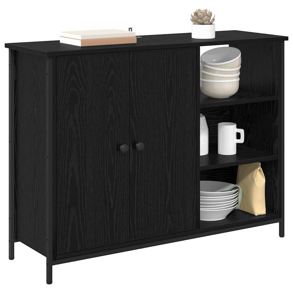 Sideboard Schwarz Eichen-Optik 100 x 33 x 75 cm Holzwerkstoff