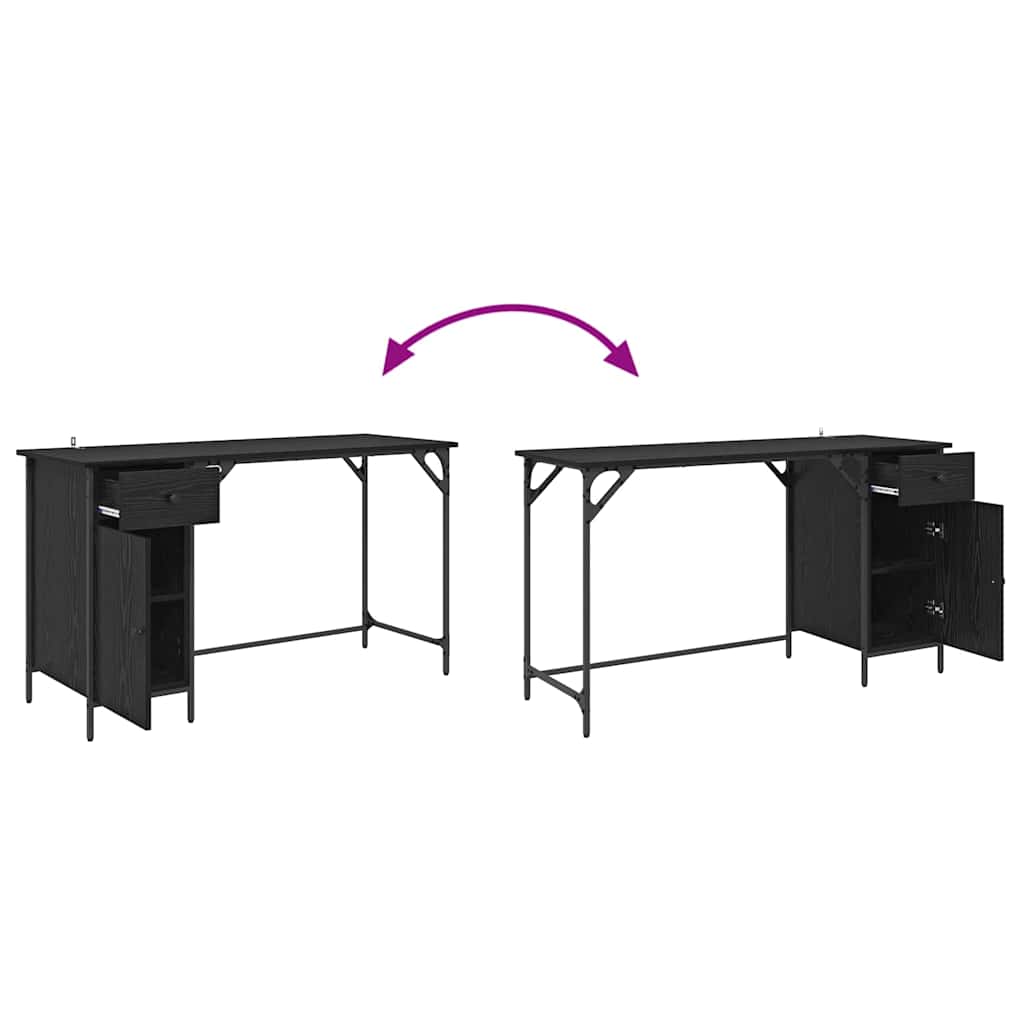 Computertisch Schwarz Eichen-Optik 131 x 48 x 75 cm