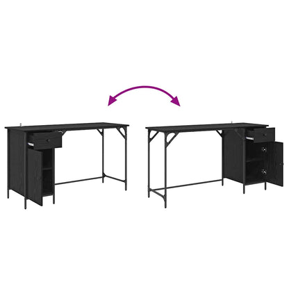 Computertisch Schwarz Eichen-Optik 131 x 48 x 75 cm