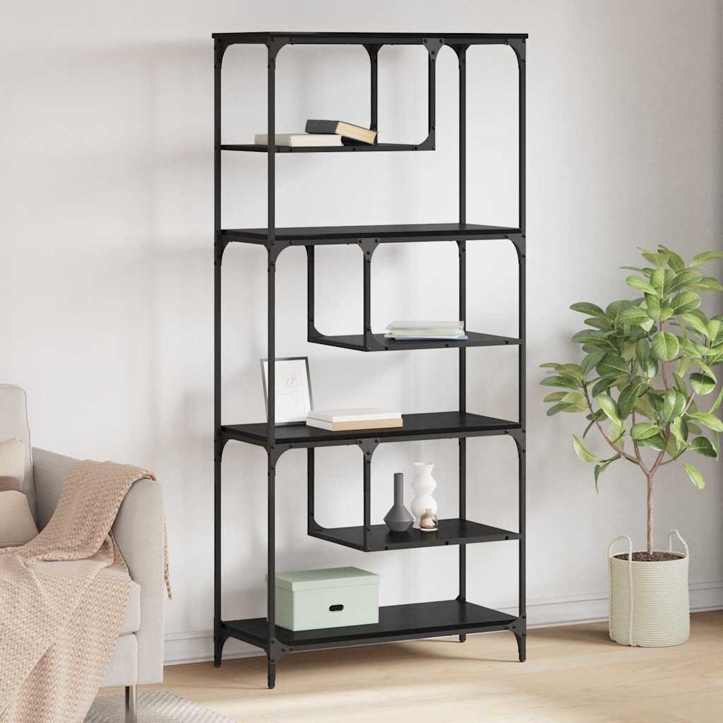 Bücherregal Schwarz Eichen-Optik 81 x 36 x 176 cm Holzwerkstoff