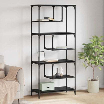 Bücherregal Schwarz Eichen-Optik 81 x 36 x 176 cm Holzwerkstoff