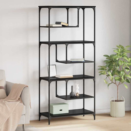 Bücherregal Schwarz Eichen-Optik 81 x 36 x 176 cm Holzwerkstoff