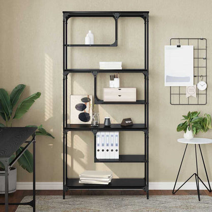 Bücherregal Schwarz Eichen-Optik 81 x 36 x 176 cm Holzwerkstoff
