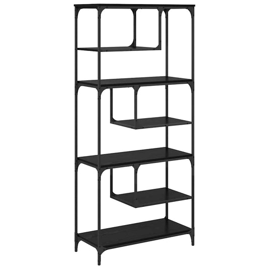 Bücherregal Schwarz Eichen-Optik 81 x 36 x 176 cm Holzwerkstoff