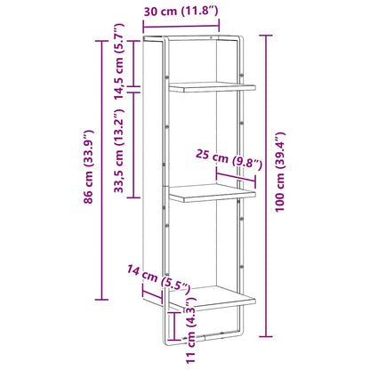 Wandregal Artisan-Eiche 30 x 25 x 100 cm Holzwerkstoff