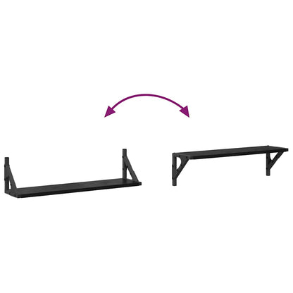 Wandregale 2 pcs Schwarz Eichen-Optik 60 x 15 x 15,5 cm