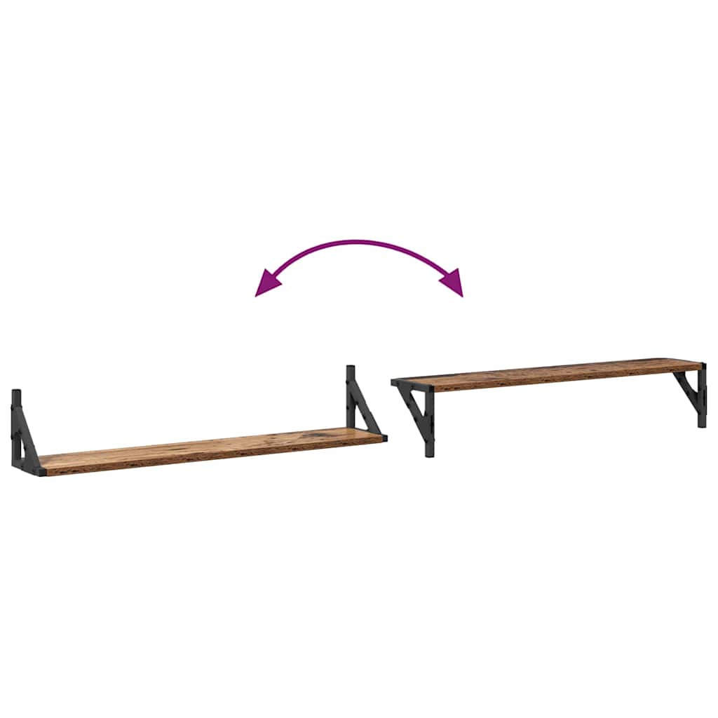 Wandregale 2 pcs Altholz 80 x 15 x 15,5 cm Holzwerkstoff