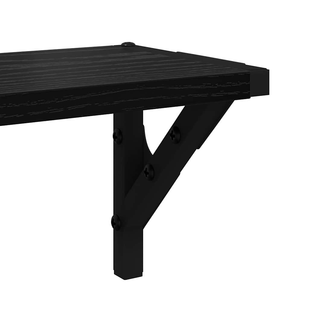 Wandregale 2 pcs Schwarz Eichen-Optik 80 x 15 x 15,5 cm